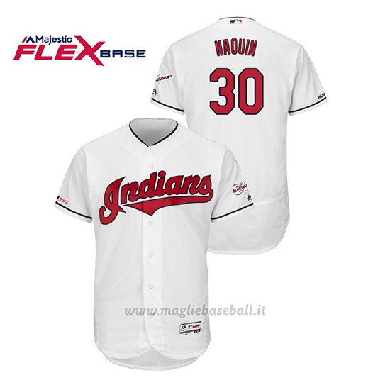 Maglia Baseball Uomo Cleveland Indians Tyler Naquin 150th Aniversario Patch 2019 All Star Game Flex Base Bianco